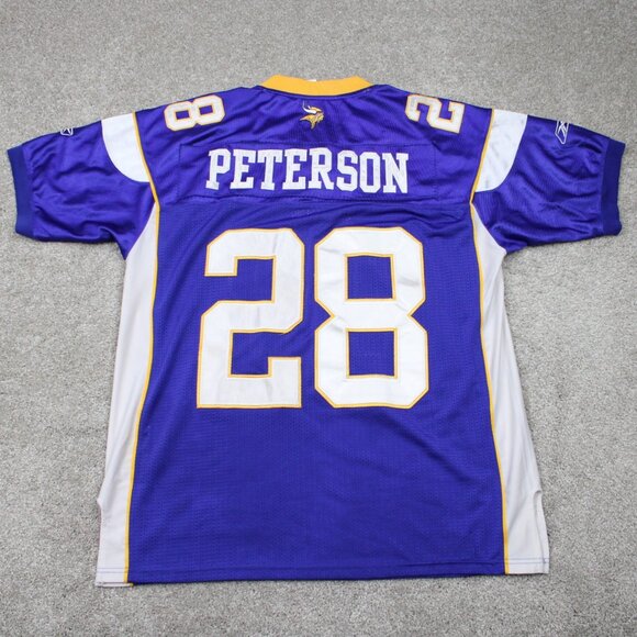 Adrian Peterson Vikings #28 Jersey Mens 48 Purple Authentic Reebok On Field Sewn - Picture 1 of 13